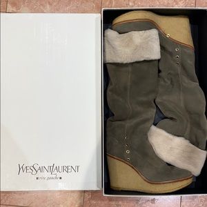 Yves Saint Laurent tall shearling lined boots